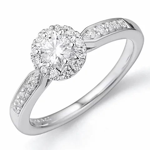 briljantring i 14 karat hvitt gull 0,25 ct 0,20 ct