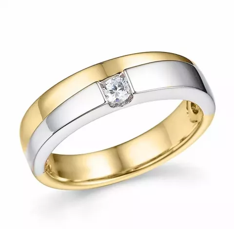 abstrakt diamant ring i 14 karat gull og hvitt gull 0,1 ct