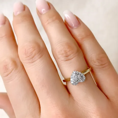 hjerte diamant ring i 14 karat gull og hvitt gull 0,256 ct