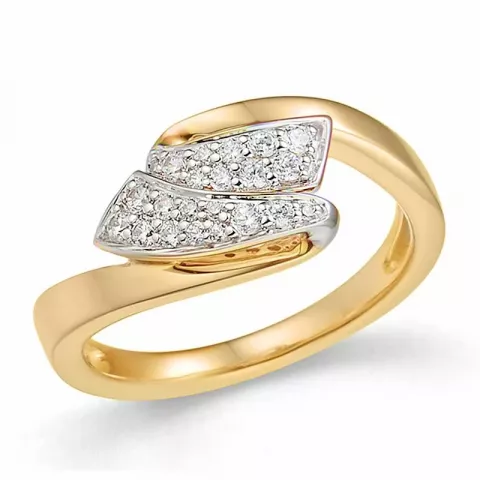 abstrakt diamant ring i 14 karat gull og hvitt gull 0,25 ct