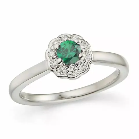 smaragd ring i 14 karat hvitt gull 0,14 ct