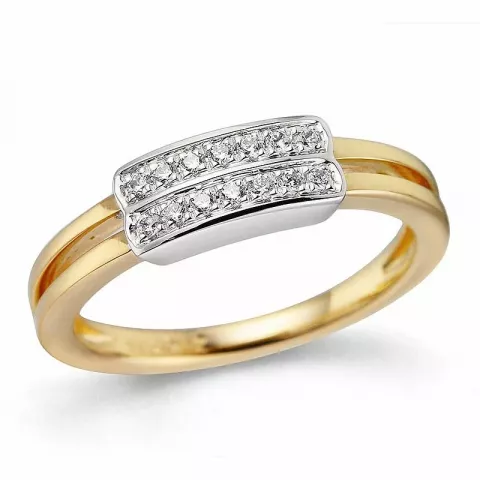 Firkantet diamant ring i 14 karat gull og hvitt gull 0,126 ct
