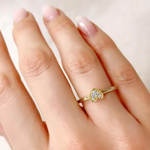 diamant hjertering i 14 karat gull 0,084 ct