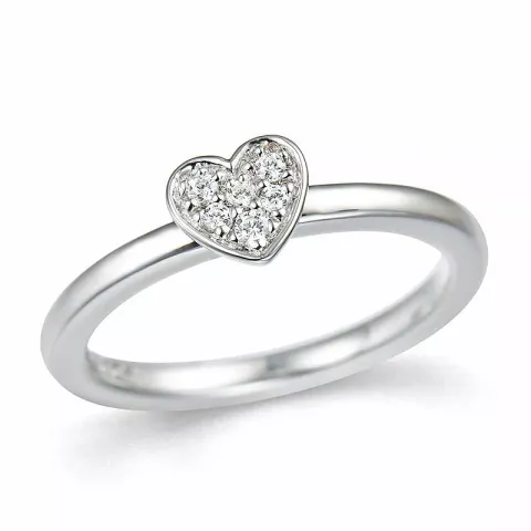 diamant hjertering i 14 karat hvitt gull 0,084 ct