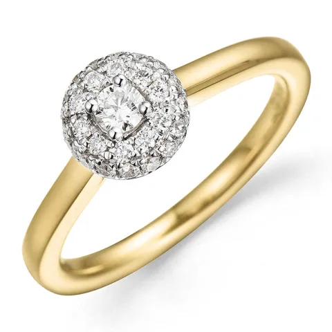 diamantring i 14 karat gull 0,08 ct 0,19 ct