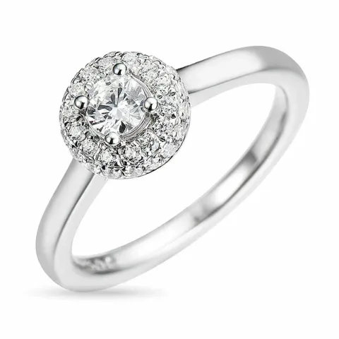 diamantring i 14 karat hvitt gull 0,26 ct 0,24 ct