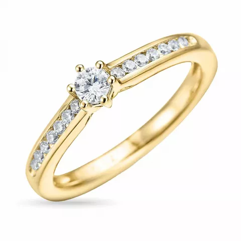 hvit diamant gull ring i 14 karat gull 0,14 ct 0,08 ct