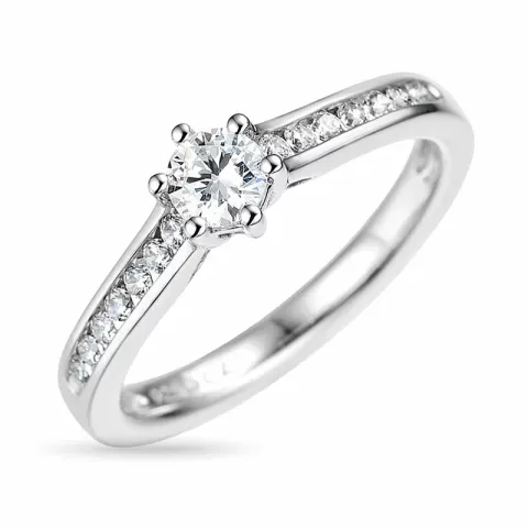 diamant hvittgullsring i 14 karat hvitt gull 0,31 ct 0,20 ct