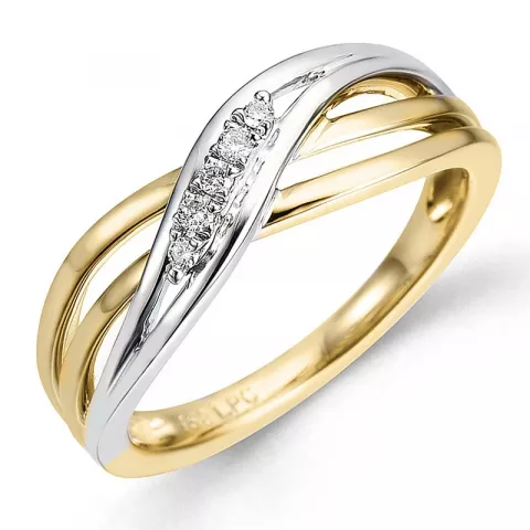 bred diamant ring i 14 karat gull og hvitt gull 0,053 ct