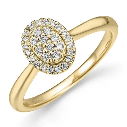 oval diamantring i 14 karat gull 0,18 ct