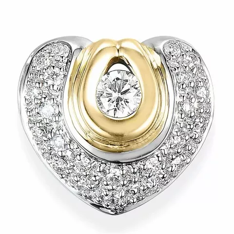 hjerte diamantanheng i 14 karat gull og hvitt gull 0,25 ct