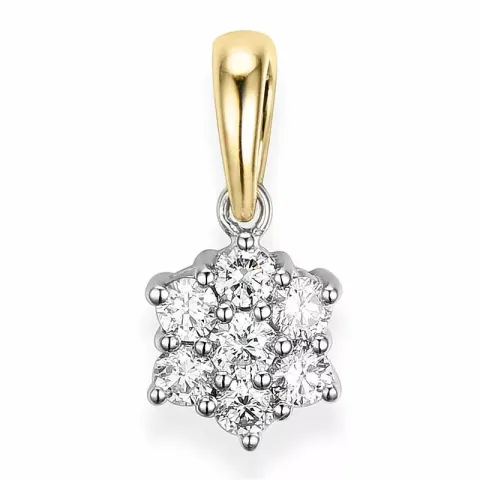 firkantet diamantanheng i 14 karat gull og hvitt gull 0,33 ct