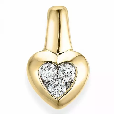 hjerte diamantanheng i 14 karat gull og hvitt gull 0,17 ct
