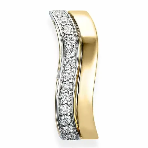 Ekte diamantanheng i 14 karat gull og hvitt gull 0,19 ct