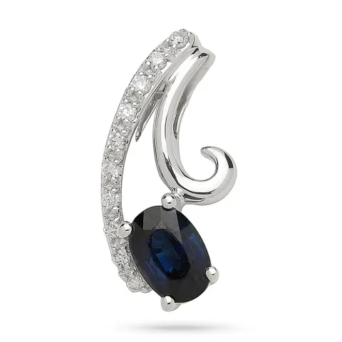 abstrakt safir diamantanheng i 14 karat hvitt gull 0,05 ct 0,65 ct