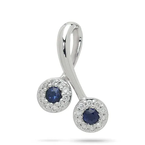 Trendy safir diamantanheng i 14 karat hvitt gull 0,10 ct 0,18 ct