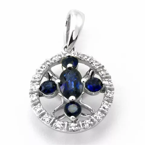 safir diamantanheng i 14 karat gull og hvitt gull 0,09 ct 0,63 ct