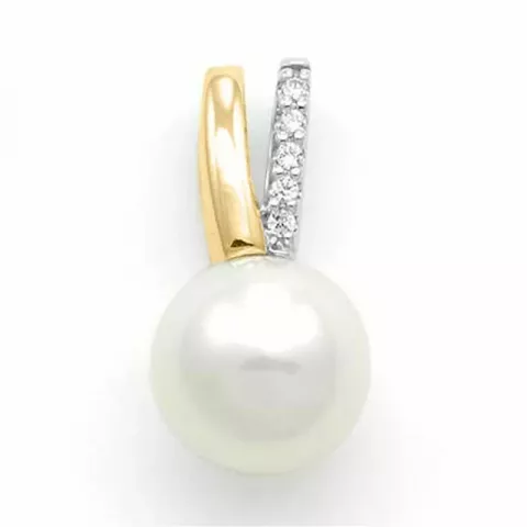 perle diamantanheng i 14 karat gull og hvitt gull 0,02 ct