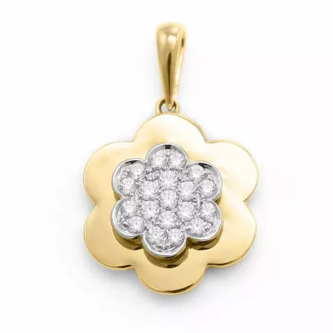 blomst diamantanheng i 14 karat gull og hvitt gull 0,35 ct
