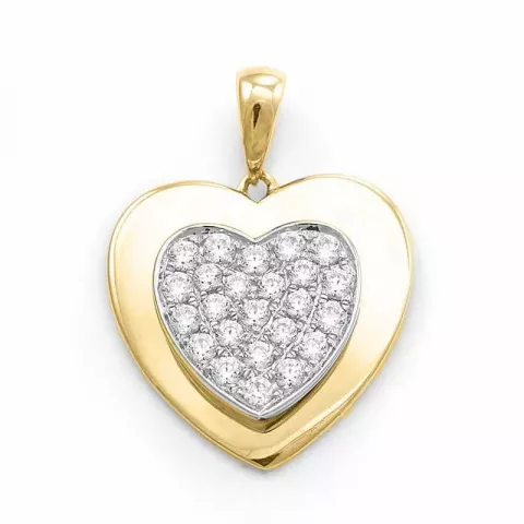 hjerte diamantanheng i 14 karat gull og hvitt gull 0,53 ct