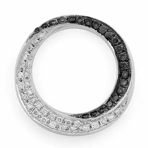 Trendy rundt diamantanheng i 14 karat hvitt gull 0,13 ct 0,11 ct