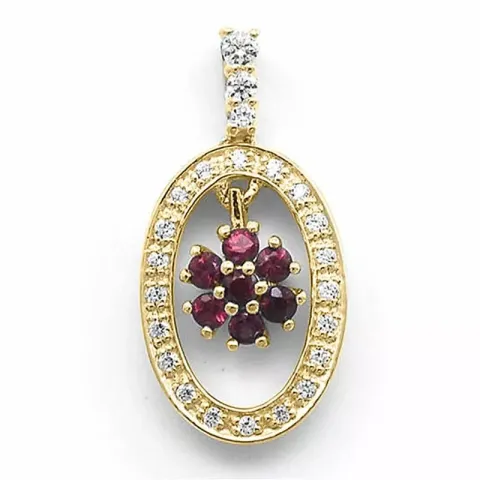 Stort rubin diamantanheng i 14 karat gull 0,17 ct 0,30 ct