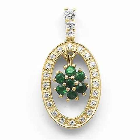 smaragd diamantanheng i 14 karat gull 0,17 ct 0,25 ct