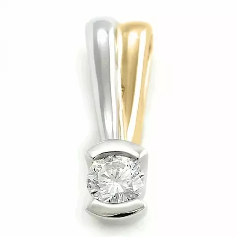 diamantanheng i 14 karat hvitt gull 0,10 ct