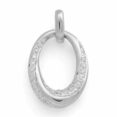 ovalt diamantanheng i 14 karat hvitt gull 0,16 ct