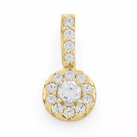 rundt diamant anheng i 14 karat gull 0,14 ct 0,205 ct