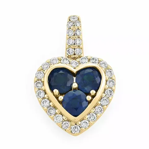 hjerte safir diamantanheng i 14 karat gull 0,447 ct