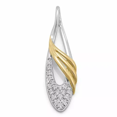 abstrakt diamant anheng i 14 karat gull og hvitt gull 0,202 ct
