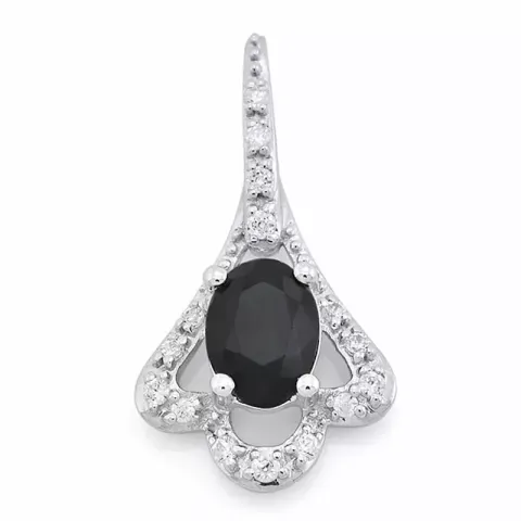 safir diamantanheng i 14 karat hvitt gull 0,116 ct 1,05 ct