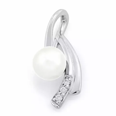 Abstrakt diamantanheng i 14 karat hvitt gull 0,03 ct