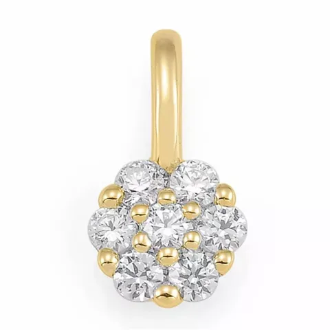 Rundt diamant anheng i 14 karat gull 0,154 ct