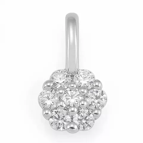 Rundt diamant anheng i 14 karat hvitt gull 0,154 ct