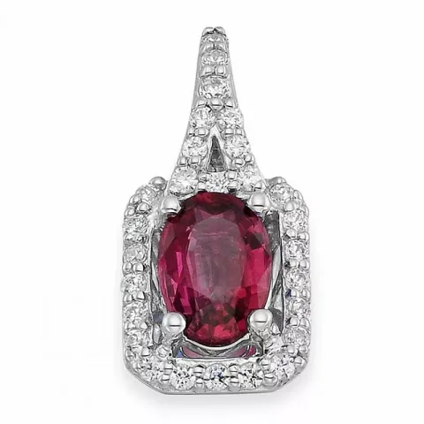 firkantet rubin anheng i 14 karat hvitt gull 0,196 ct 1,05 ct