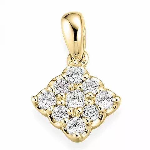 firkantet diamant anheng i 14 karat gull 0,252 ct