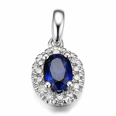 ovalt safir anheng i 14 karat hvitt gull 0,132 ct