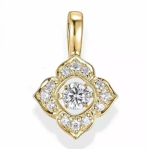 Blomst diamant anheng i 14 karat gull 0,332 ct