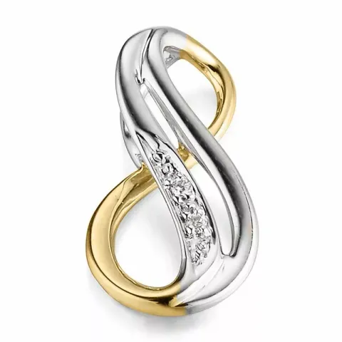 abstrakt diamant anheng i 14 karat gull og hvitt gull 0,01 ct