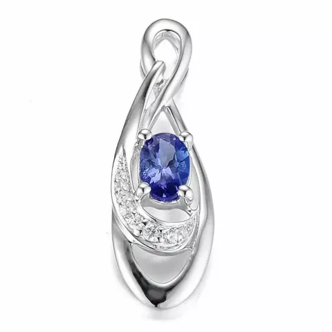 safir anheng i 14 karat hvitt gull 0,05 ct