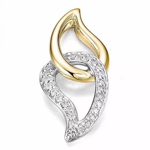 Trendy diamant anheng i 14 karat gull og hvitt gull 0,202 ct