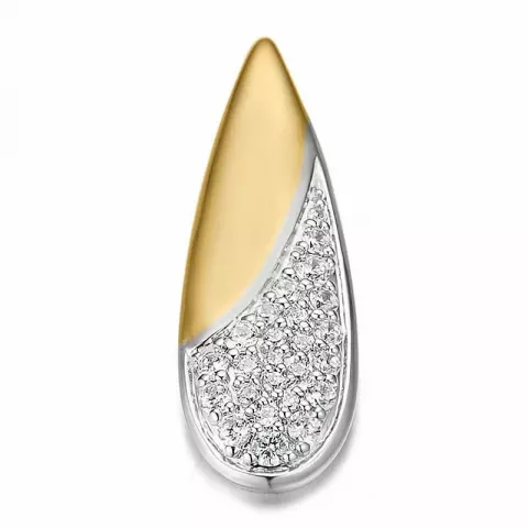 Dråpeformet diamant anheng i 14 karat gull og hvitt gull 0,254 ct