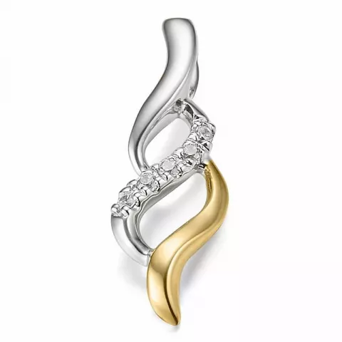 Trendy diamant anheng i 14 karat gull og hvitt gull 0,028 ct
