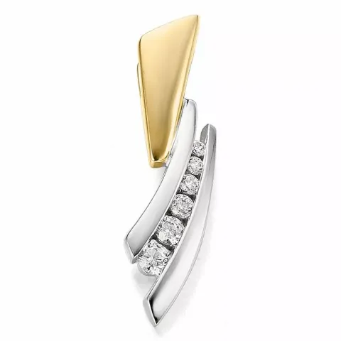 diamant dame anheng i 14 karat gull og hvitt gull 0,117 ct