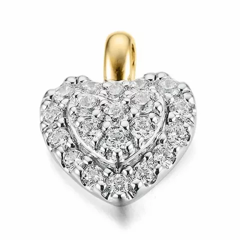 hjerte diamant anheng i 14 karat gull og hvitt gull 0,252 ct