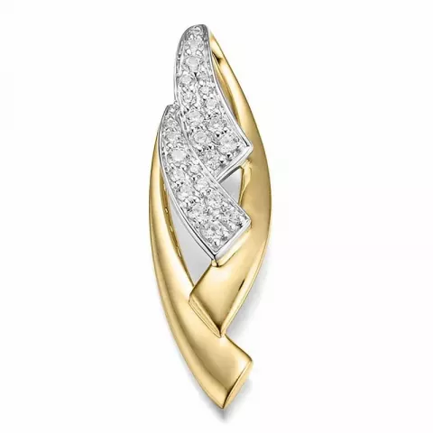 abstrakt diamant anheng i 14 karat gull og hvitt gull 0,249 ct
