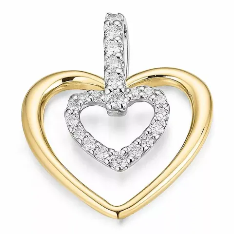 Hjerte diamant anheng i 14 karat gull og hvitt gull 0,199 ct