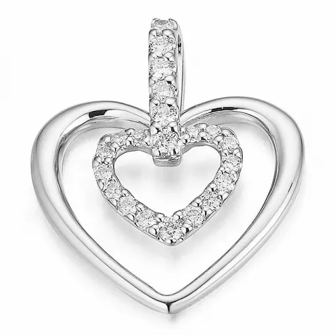 Hjerte diamant anheng i 14 karat hvitt gull 0,199 ct